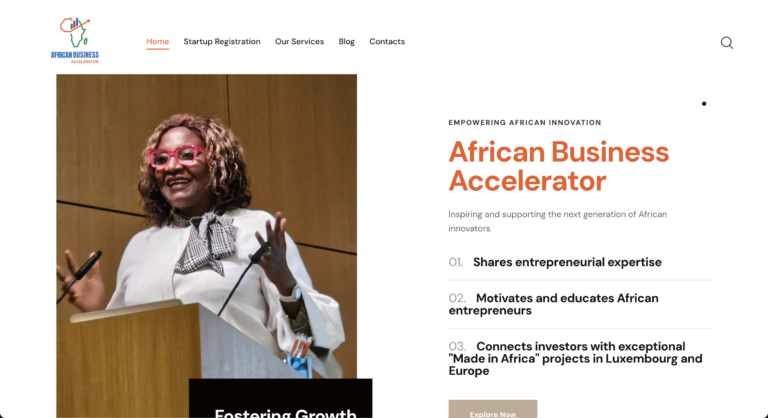 Page d'accueil African Business Accelerator - Soutien aux entrepreneurs africains