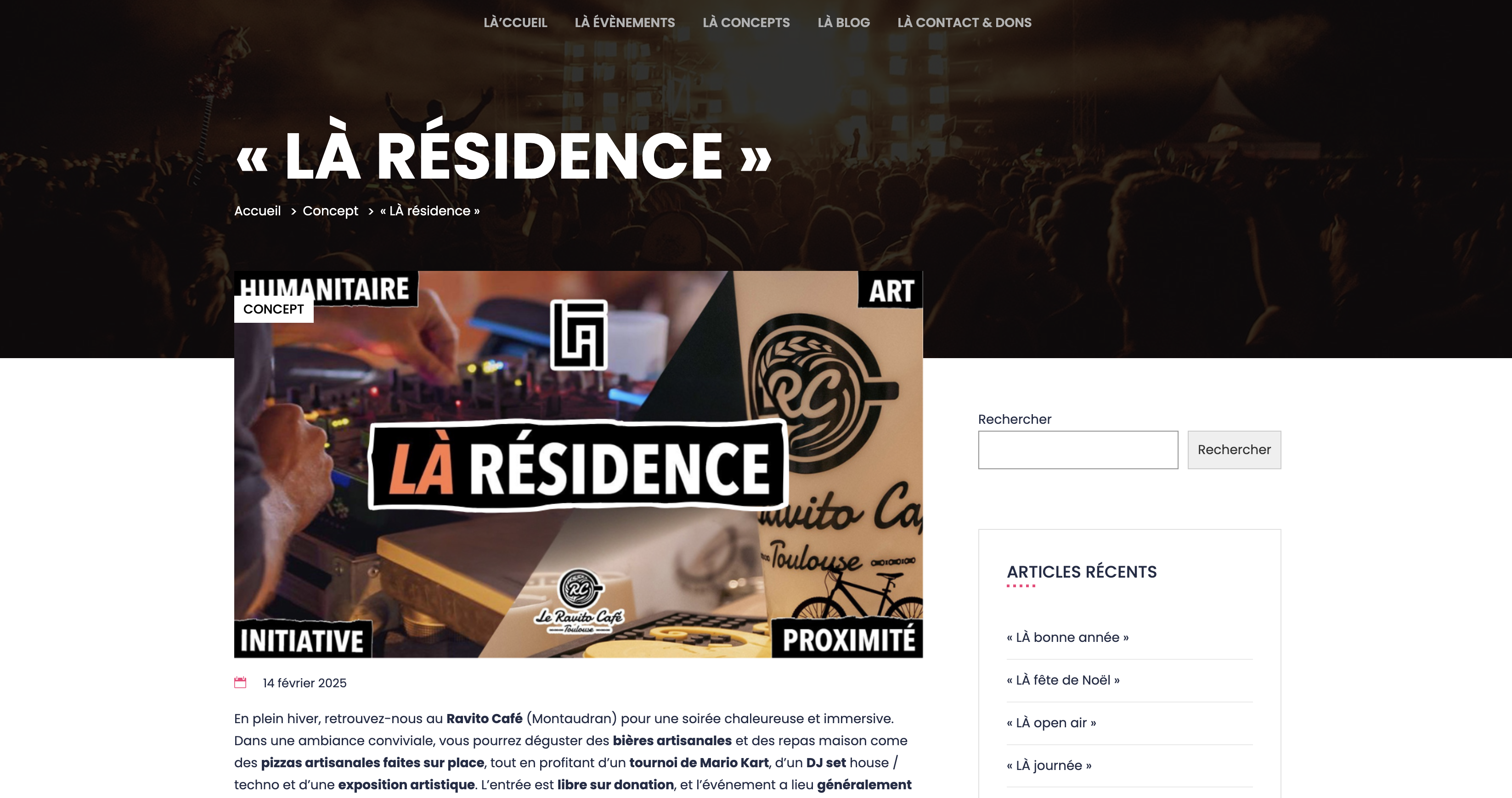 Événement LÀ Résidence organisé par l'association LÀ au Ravito Café à Montaudran, Toulouse